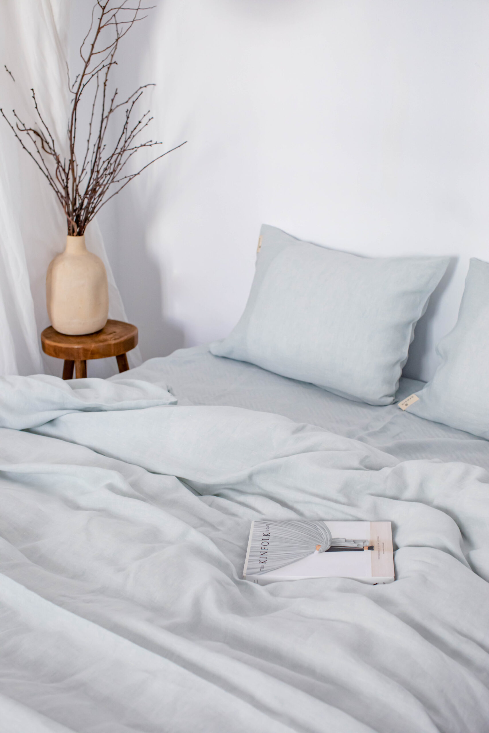 Set Dusty Blue Fețe de Pernă 50x60 și Cearșaf 80x200