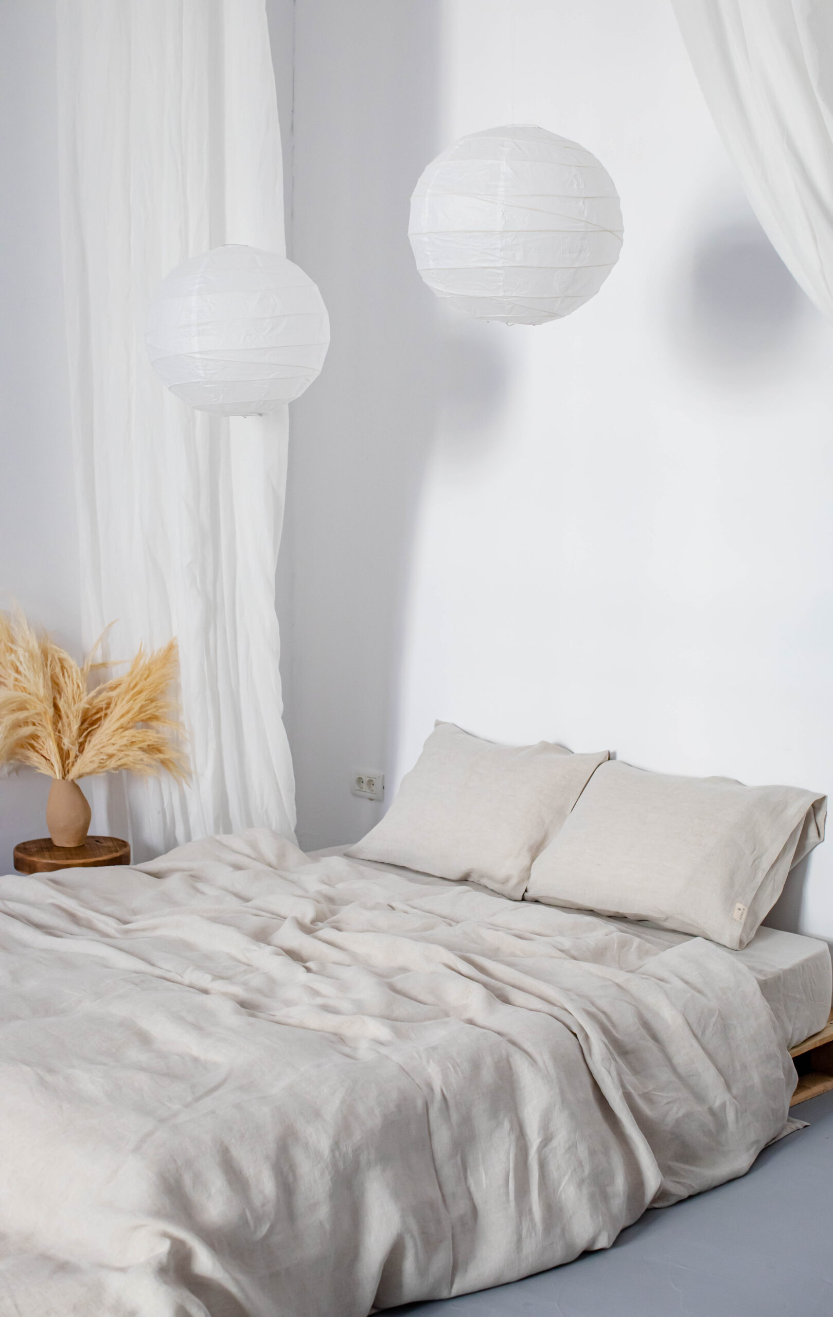 Set Natural Fețe de Pernă 50x70 și Husă Pilotă 200x220