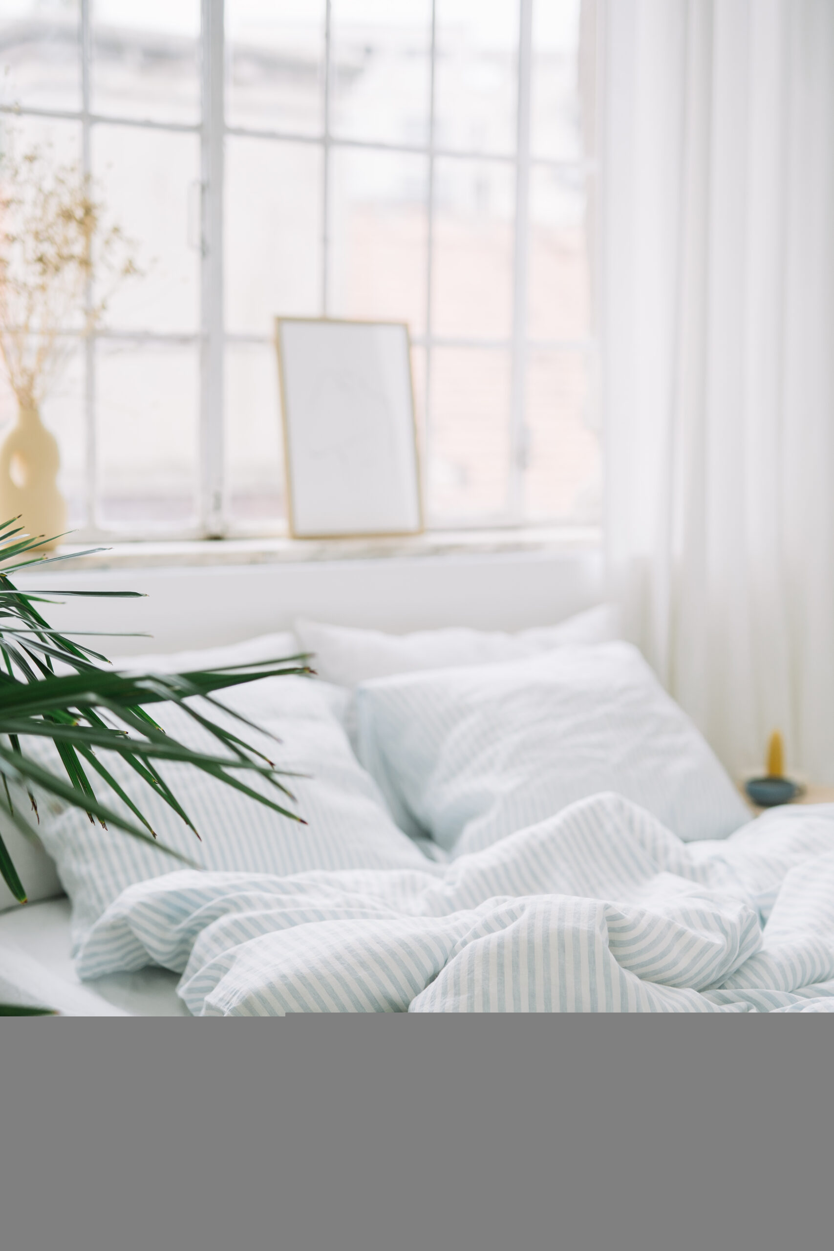 Dusty Blue Large Stripes Set 50x60 Pillowcases and 80x200 Sheet