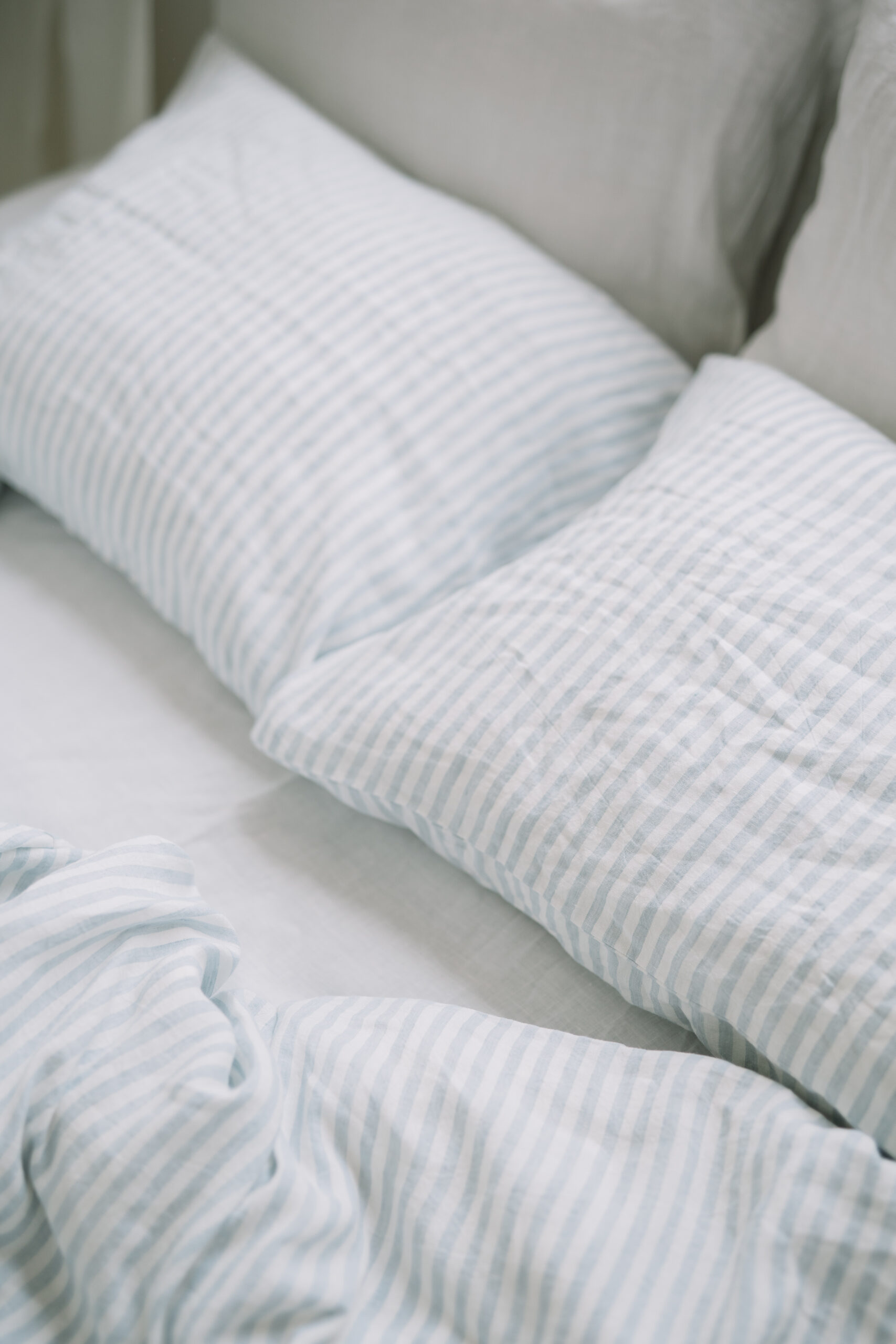 Set Dusty Blue Large Stripes Fețe de Pernă 80x80 și Husă Pilotă 220x240