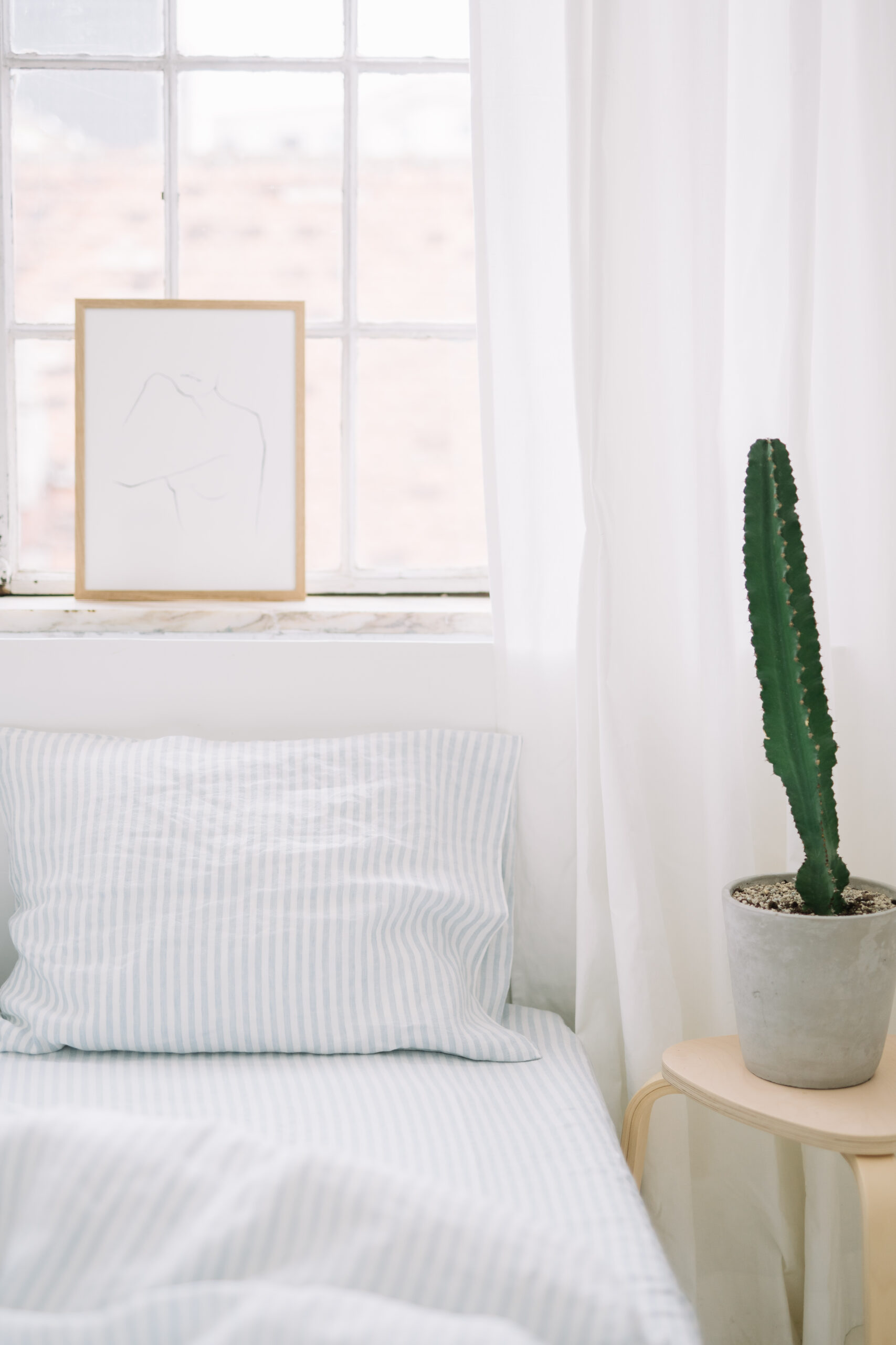 Dusty Blue Large Stripes Set 80x200 Sheet and 150x200 Quilt Cover