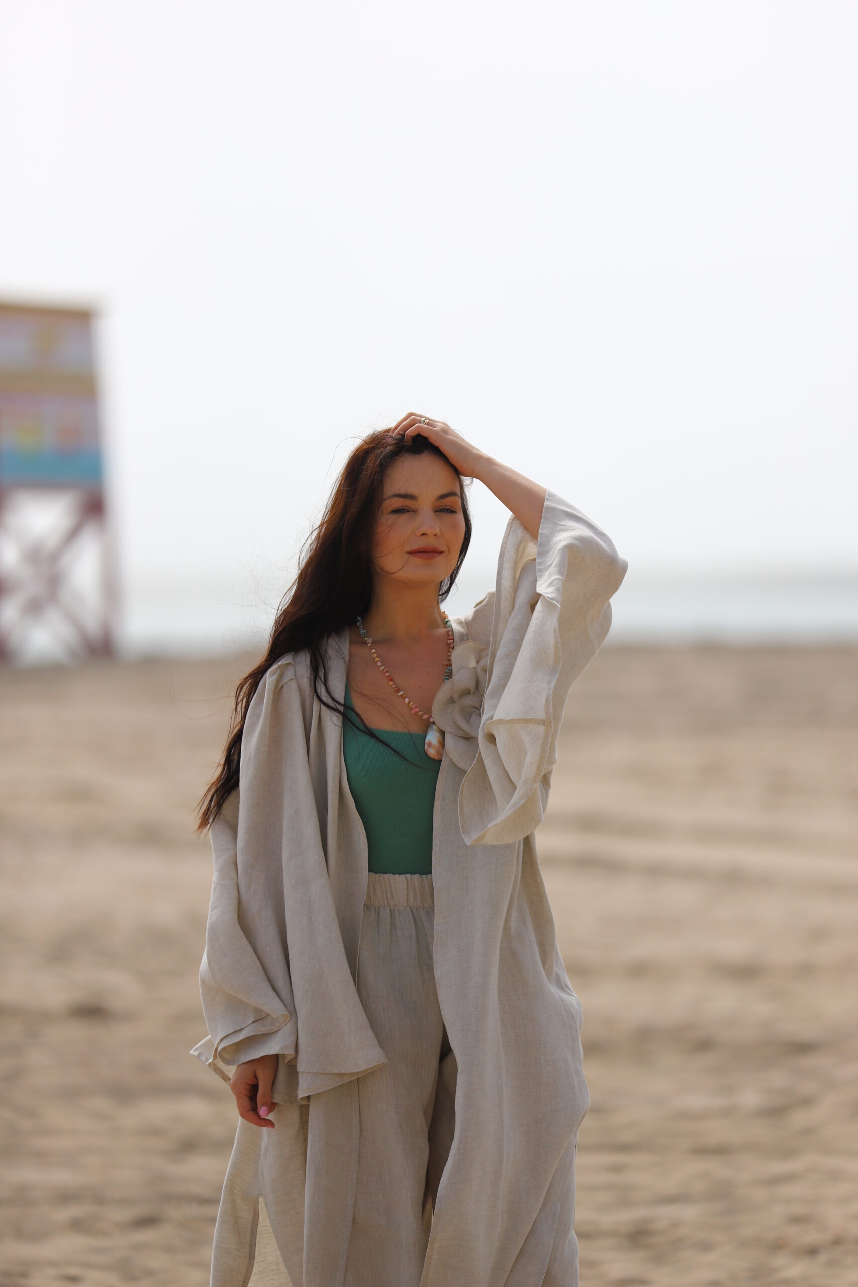 Set Kimono In cu Floare și pantaloni in